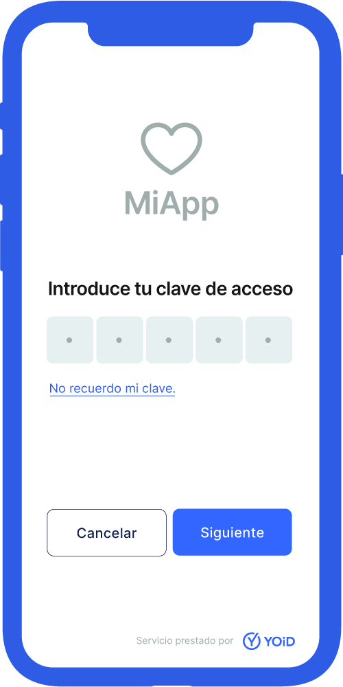 Pantalla de datos de la aplicación